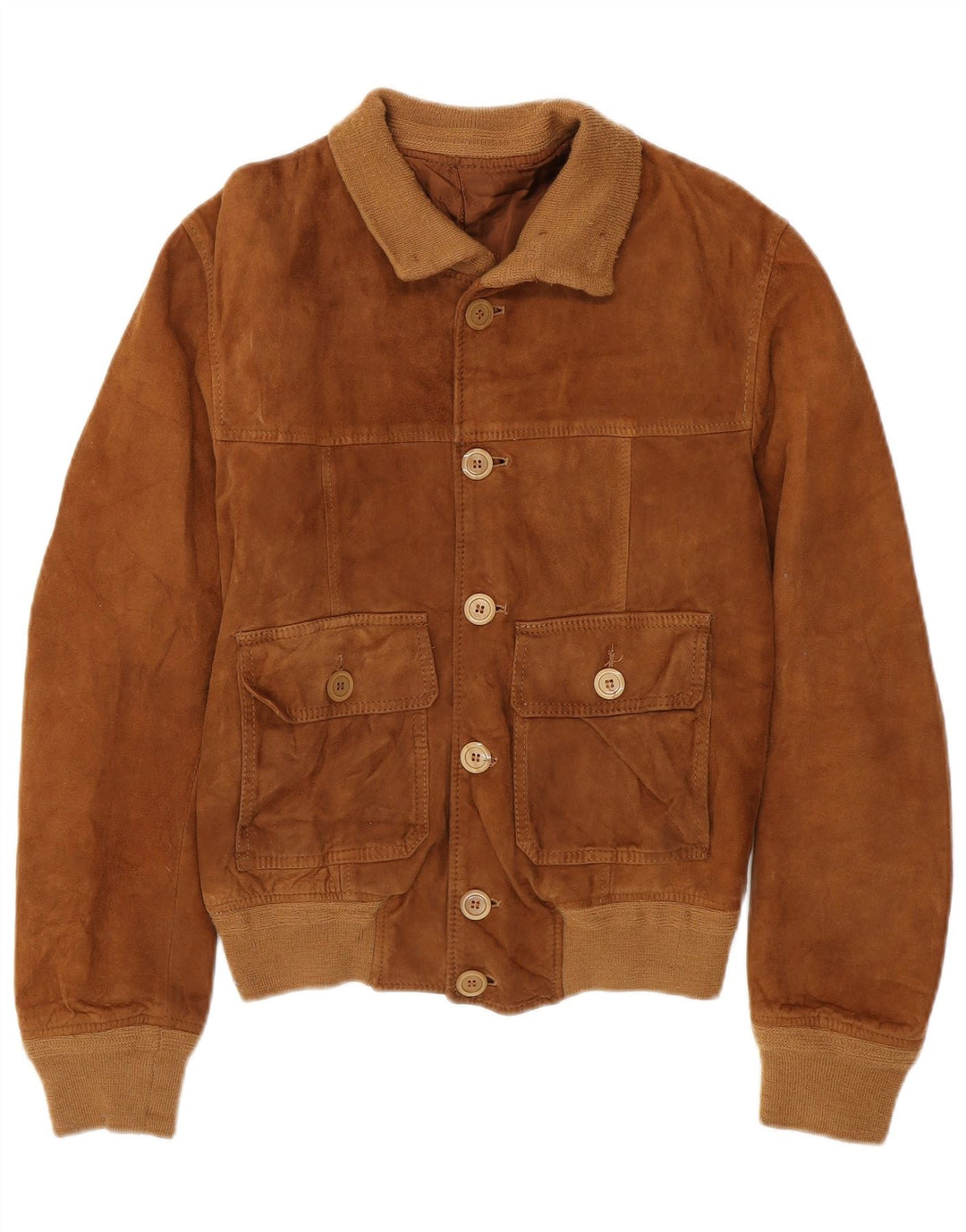 VINTAGE Chaqueta de ante para hombre Reino Unido 36 Marrón pequeño