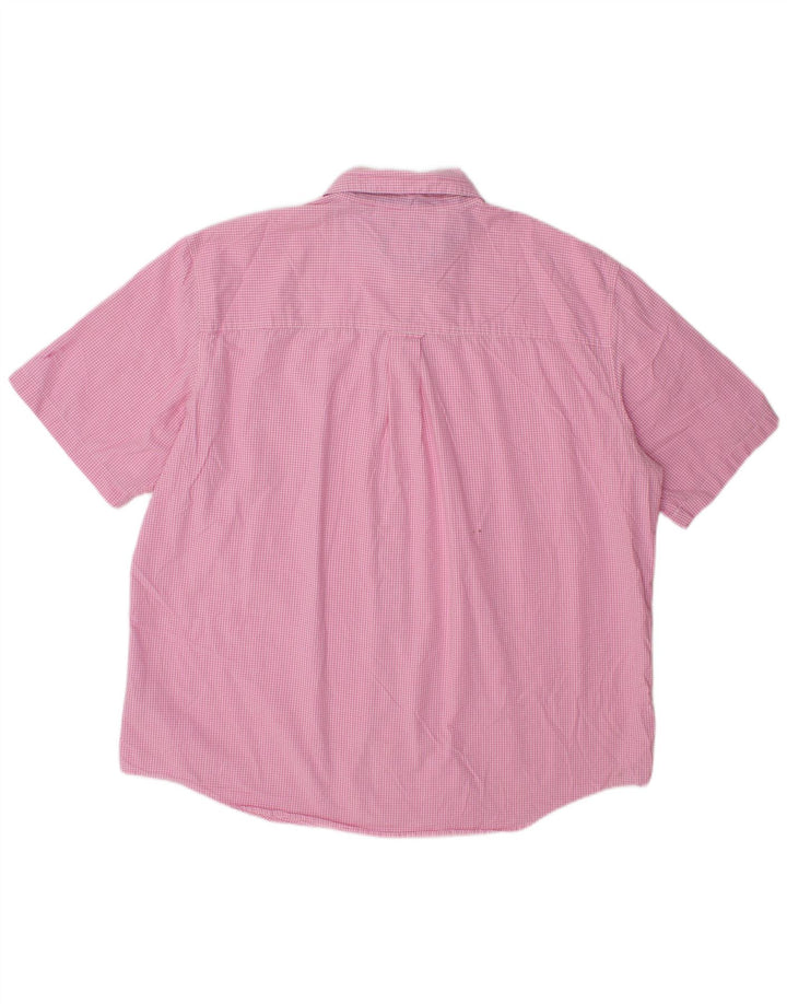 Chaps Camisa de manga corta para hombre 2XL Algodón a cuadros rosa