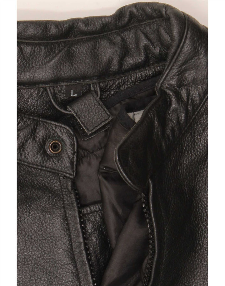 Vintage mujer cuero Racer chaqueta Reino Unido 16 grande negro