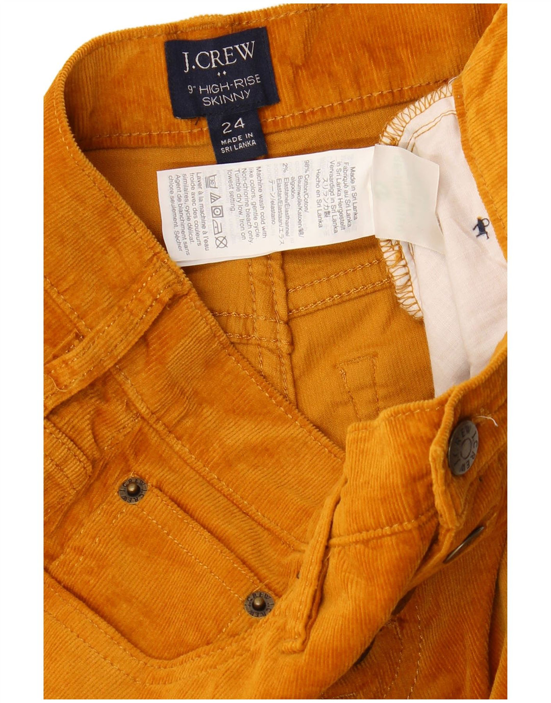 J. CREW Pantalones de pana ajustados de cintura alta para mujer W24 L28 Algodón marrón