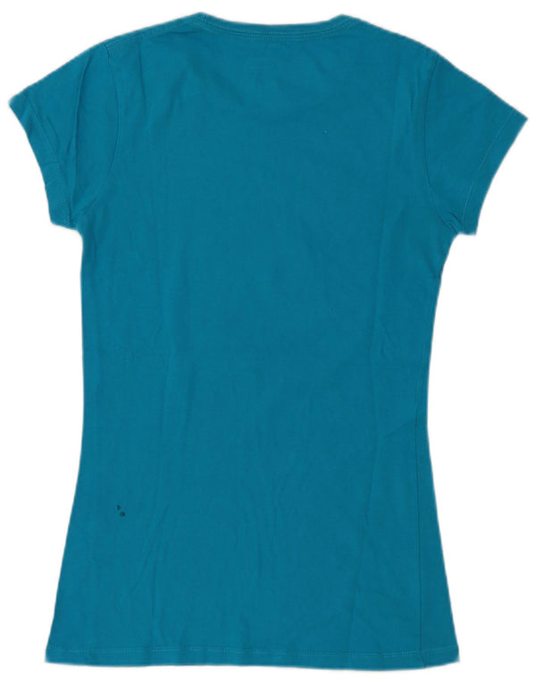 Hard Rock Cafe Camiseta Gráfica Venecia para Mujer Top UK 12 Algodón Azul Medio