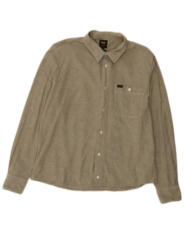 Camisa Lee Regular Fit XL Algodón Verde Hombre