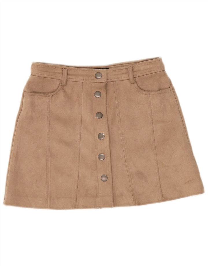 Zara Minifalda Mujer Small W27 Poliéster Marrón