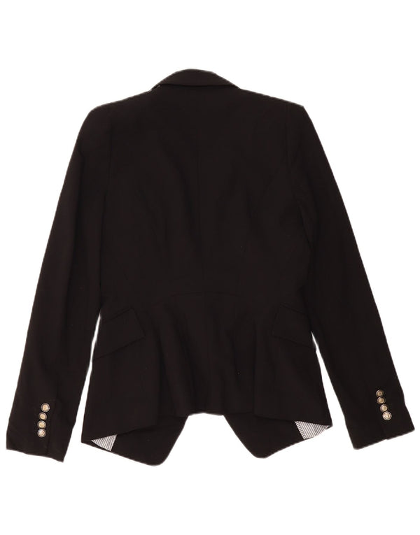 ZARA Chaqueta Blazer De 1 Botón Para Mujer UK 10 Small Poliéster Negro