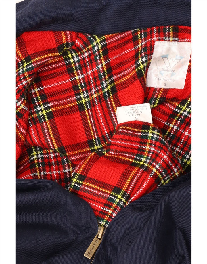 Vintage hombres bomber chaqueta Reino Unido 36 pequeño poliéster azul marino