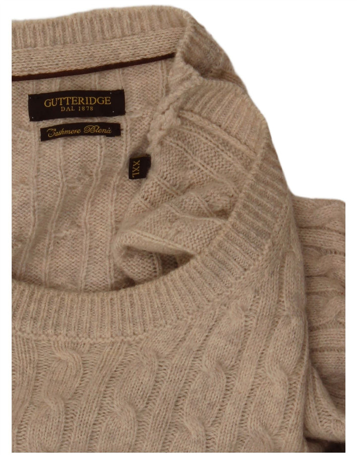 GUTTERIDGE Suéter de cuello redondo para hombre 2XL Beige