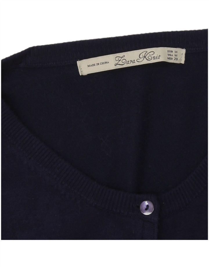 Zara Mujer Cárdigan Suéter UK 44 Medio Azul Marino