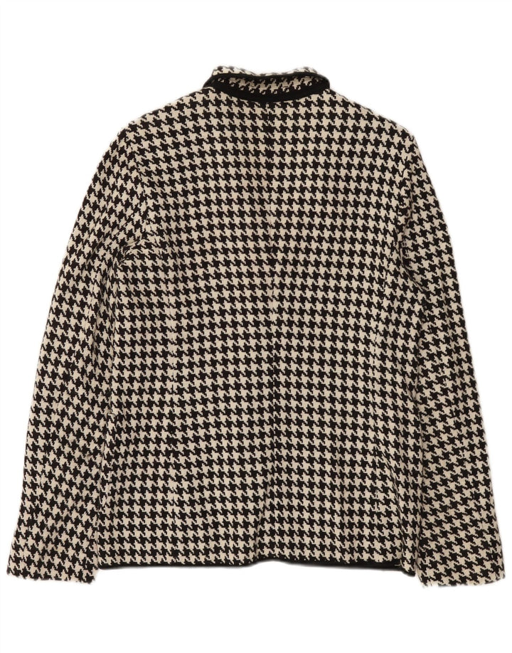 Max Mara Chaqueta Blazer para Mujer UK 10 Small Black Houndstooth Wool