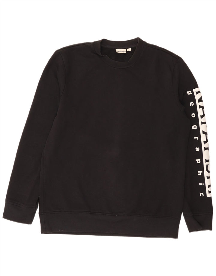 Napapijri Hombre Sudadera Gráfica Jumper Medium Negro Algodón