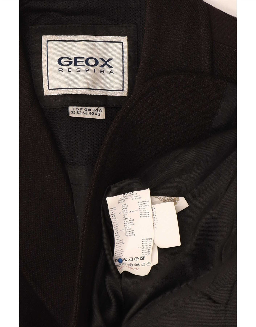 Geox Chaqueta tipo blazer Respira de 3 botones para hombre UK 42 XL Lana negra
