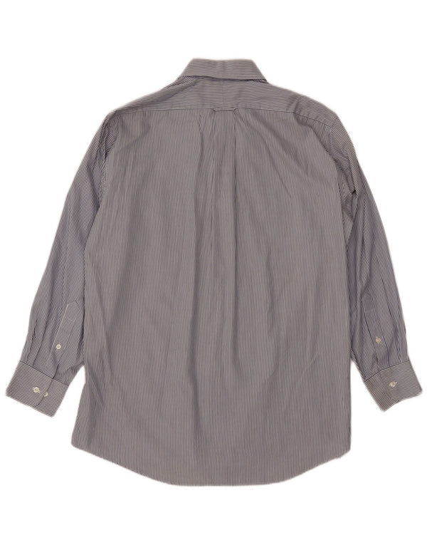 IZOD Hombres Camisa de fácil cuidado Tamaño 16 Grande Azul Marino Rayas Algodón 80s