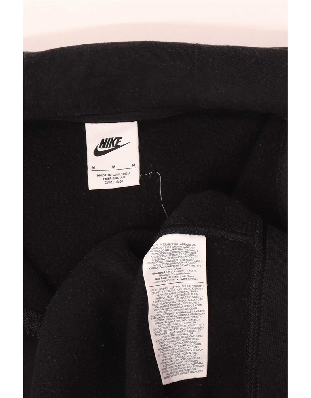 Nike - Sudadera con capucha y cremallera para hombre, talla mediana, algodón negro