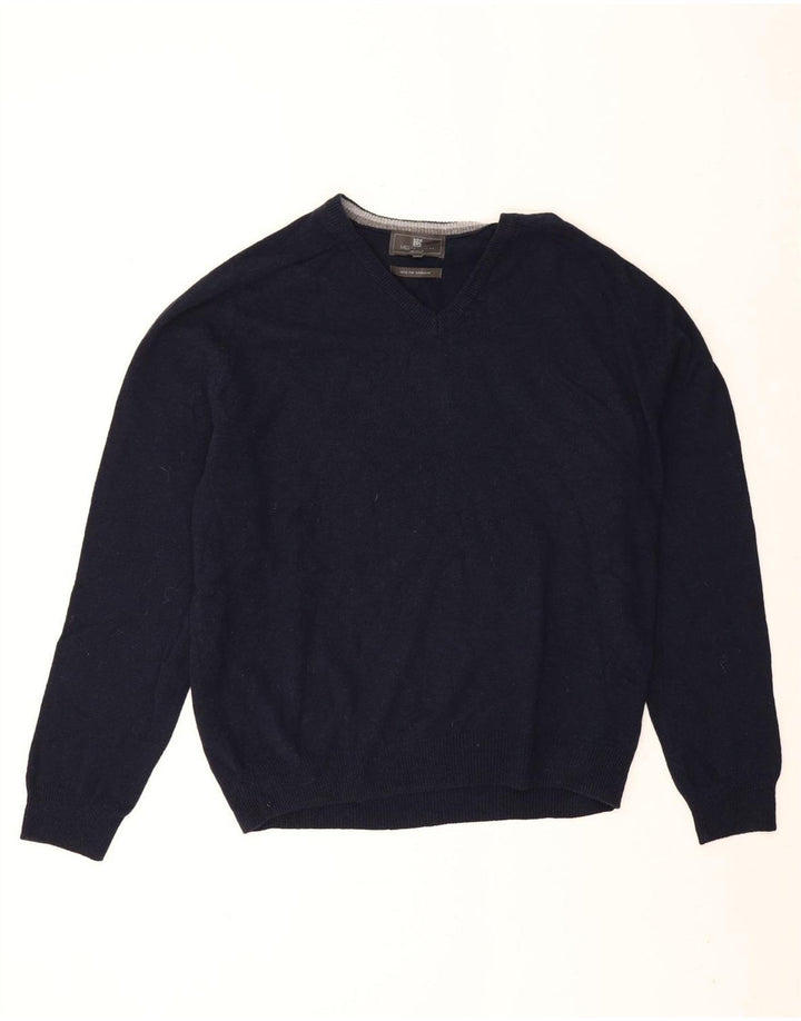 Marks & Spencer Jersey Regular Fit con Cuello en V para Hombre XL Lana Azul Marino