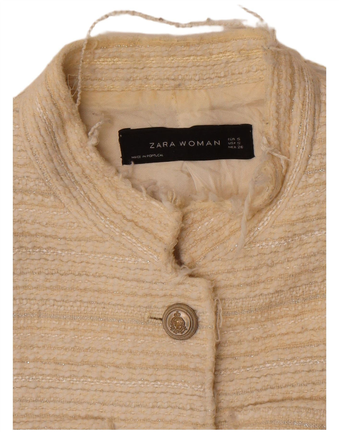 Zara Chaqueta Blazer De 4 Botones para Mujer UK 10 Small Off White