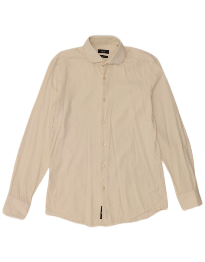 Camisa Hugo Boss Hombre Slim Fit EU 40 Medium Blanco