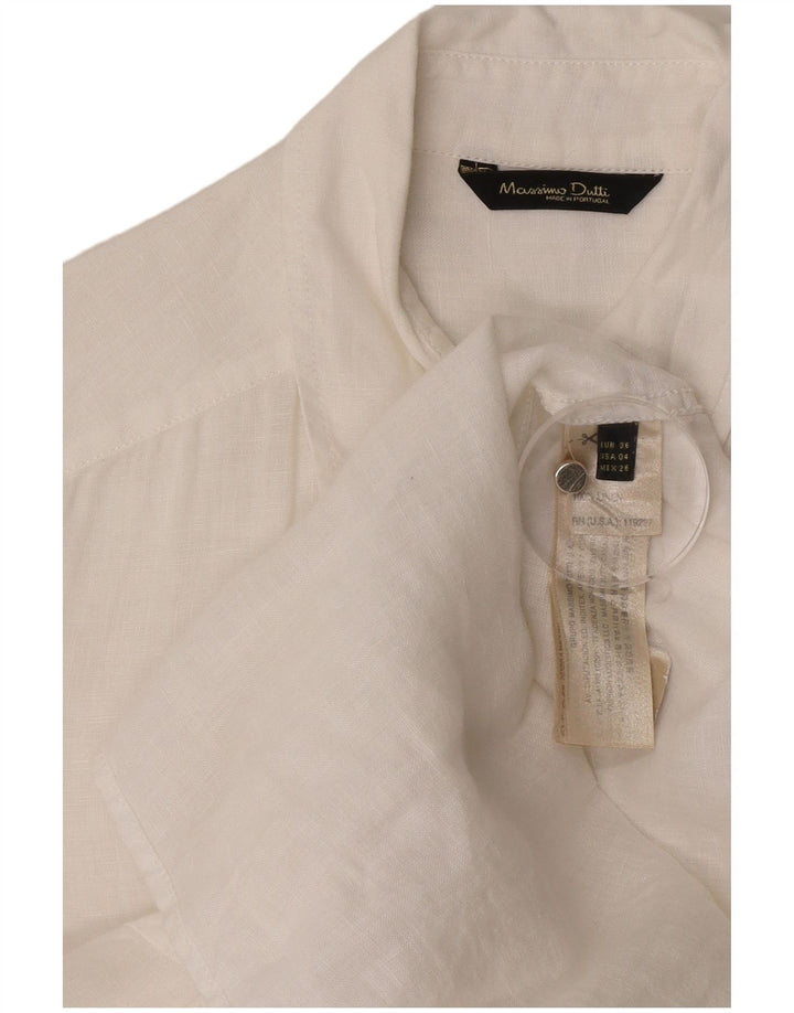 Massimo Dutti Camisa Oversize Mujer EU 36 XS Blanco Lino