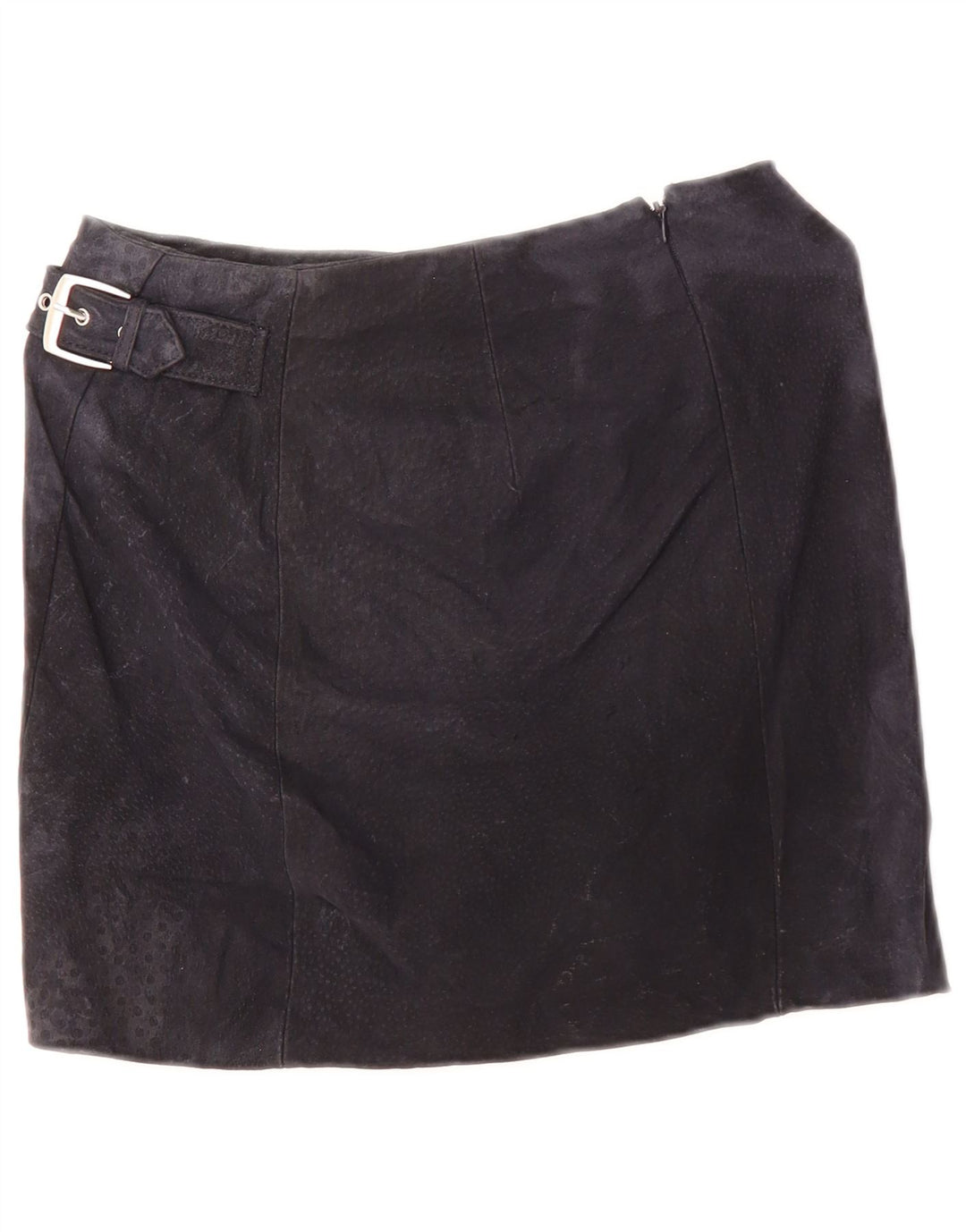 Mango Minifalda de ante para mujer EU 34 XS W28 Cuero azul marino