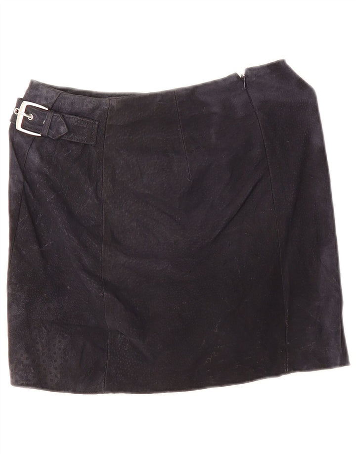 Mango Minifalda de ante para mujer EU 34 XS W28 Cuero azul marino