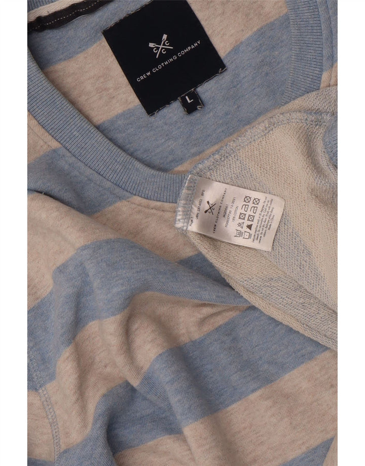 CREW CLOTHING Sudadera para Hombre Jersey Grande Gris Rayas Algodón