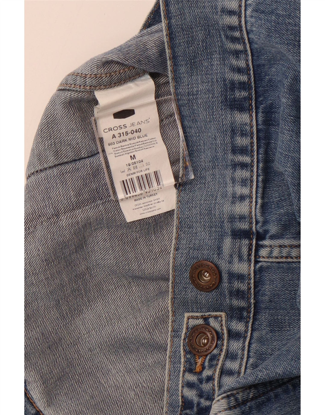 CROSS JEANS Chaqueta vaquera para hombre ES 38 Azul medio Algodón