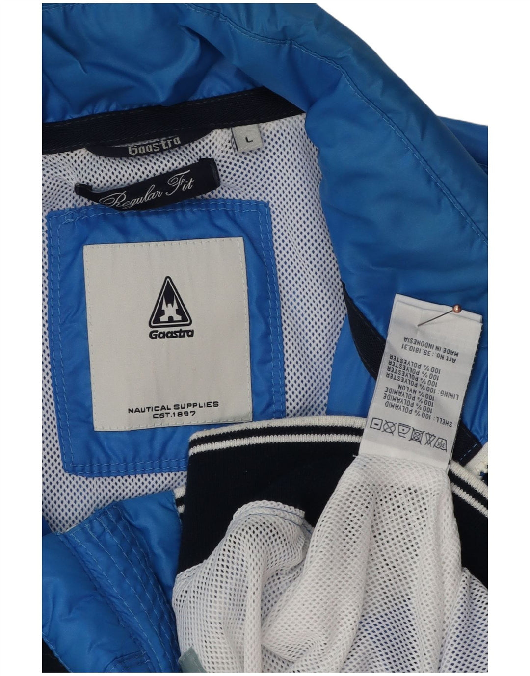 Gaastra Chaqueta impermeable con capucha para hombre, corte regular, talla 40, poliamida azul grande