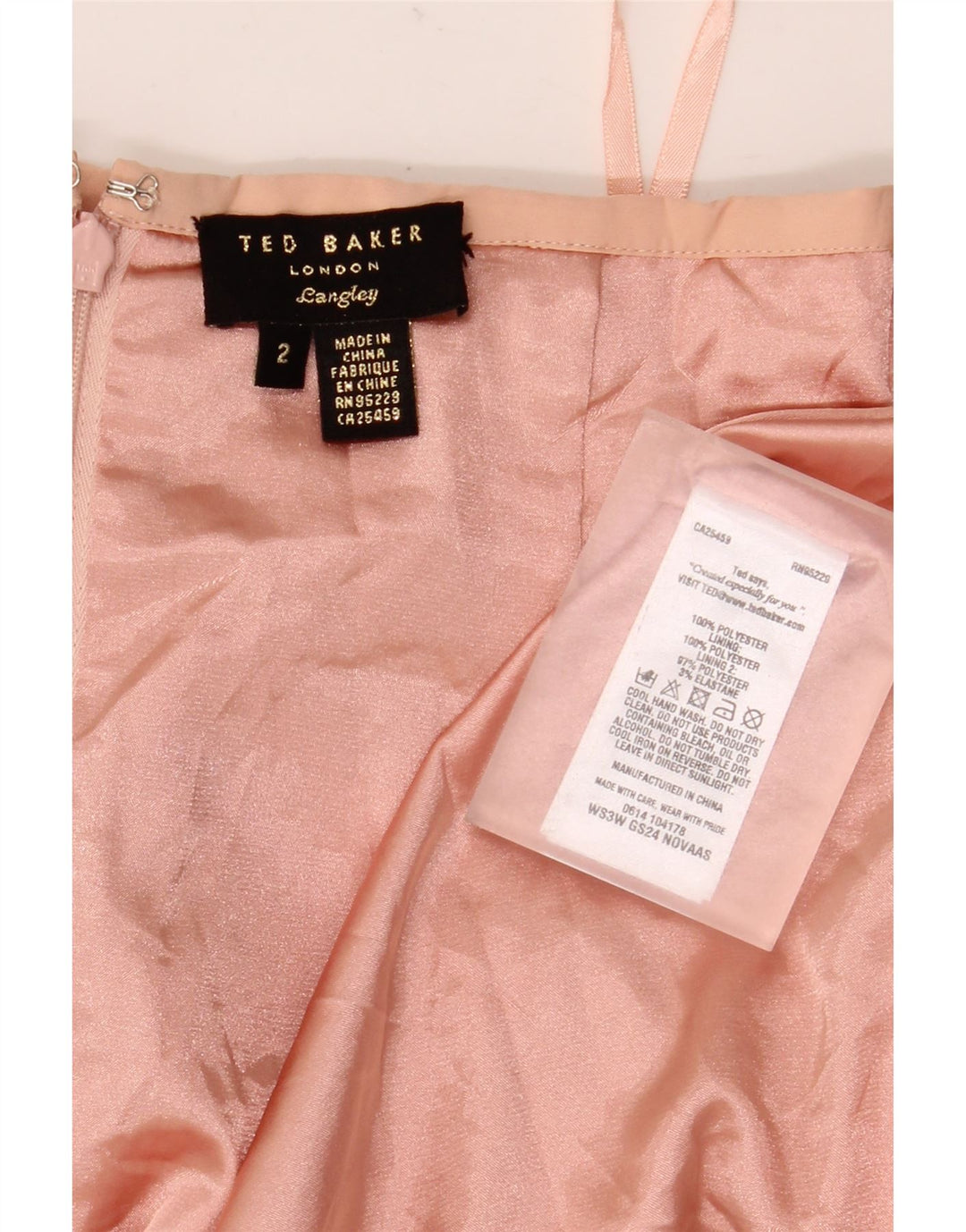 Ted Baker Falda lápiz midi para mujer talla 2 pequeña W26 poliéster floral rosa