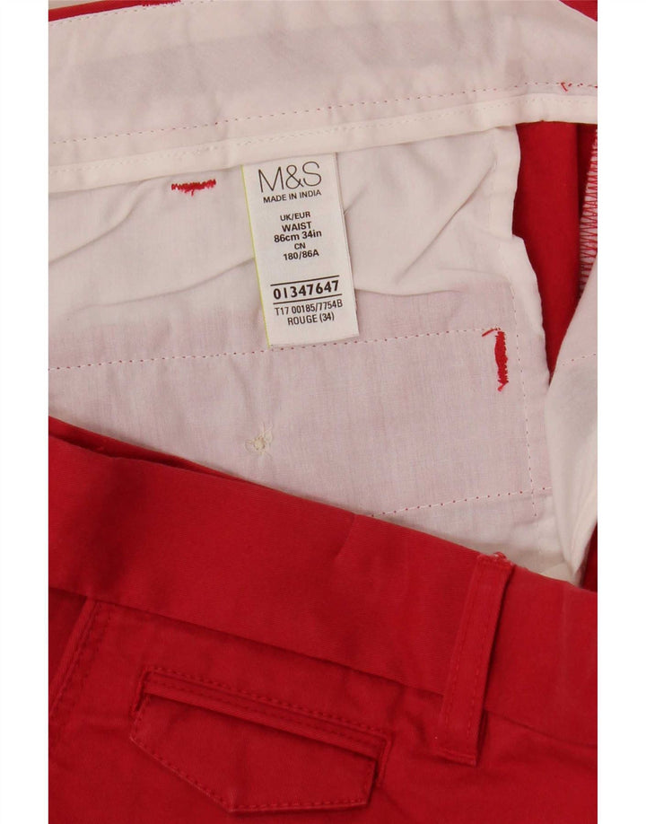 Marks & Spencer Pantalones cortos chinos para hombre W34 Algodón rojo grande