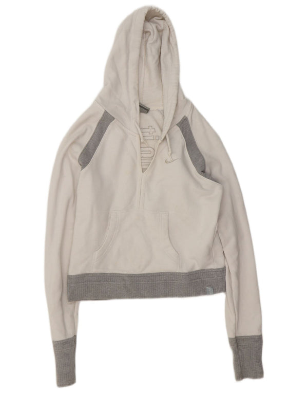 Nike Crop Graphic Sudadera con capucha para mujer UK 10/12 Medium White Colourblock