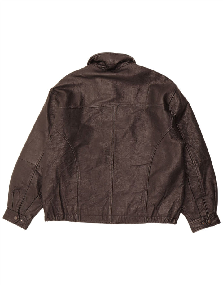 Vintage chaqueta de cuero para hombre Reino Unido 40 cuero negro grande