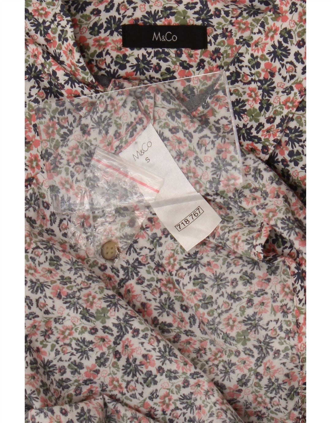 M&Co Hombre Camisa De Manga Corta Pequeña De Algodón Con Flores Multicolores