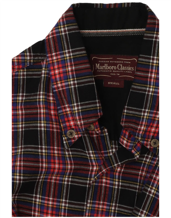 Marlboro Classics - Camisa de franela para hombre, cuadros rojos pequeños