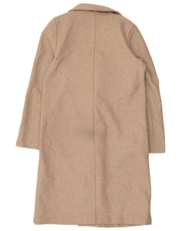 Zara Mujer Abrigo Abierto UK 44 Poliéster Beige Medio