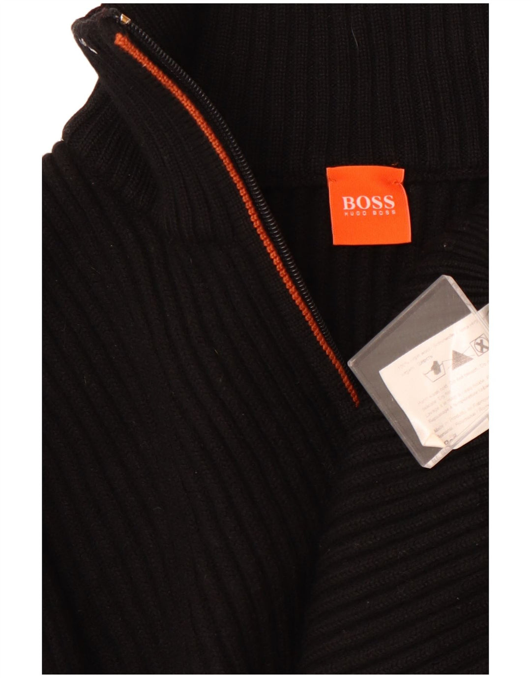 Hugo Boss Suéter tipo jersey con cuello y cremallera para mujer Reino Unido 40 Grande Lana virgen negra
