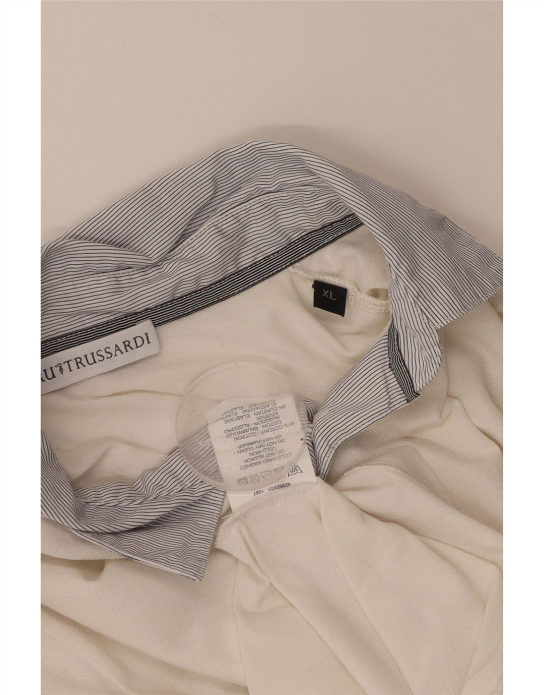 TRUSSARDI Polo de rugby de manga larga para mujer UK 18 XL Algodón blanco