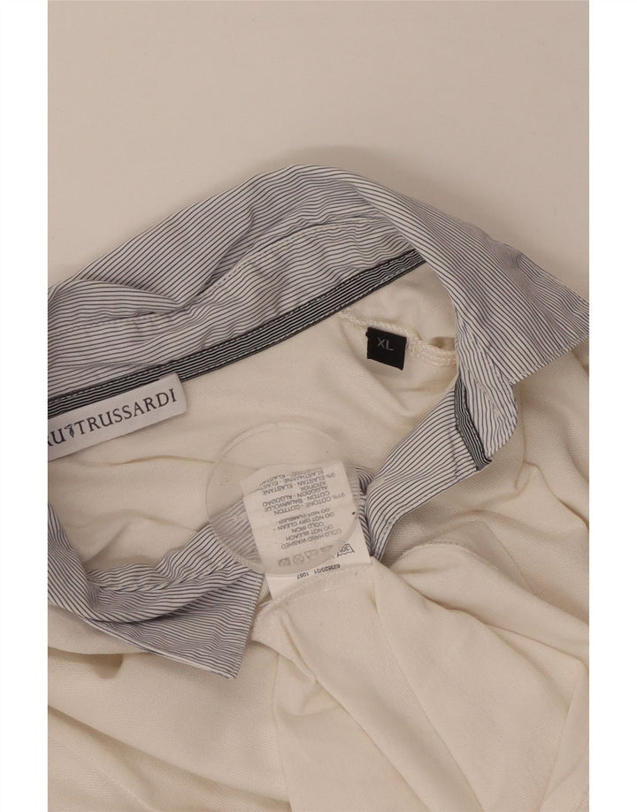 TRUSSARDI Polo de rugby de manga larga para mujer UK 18 XL Algodón blanco