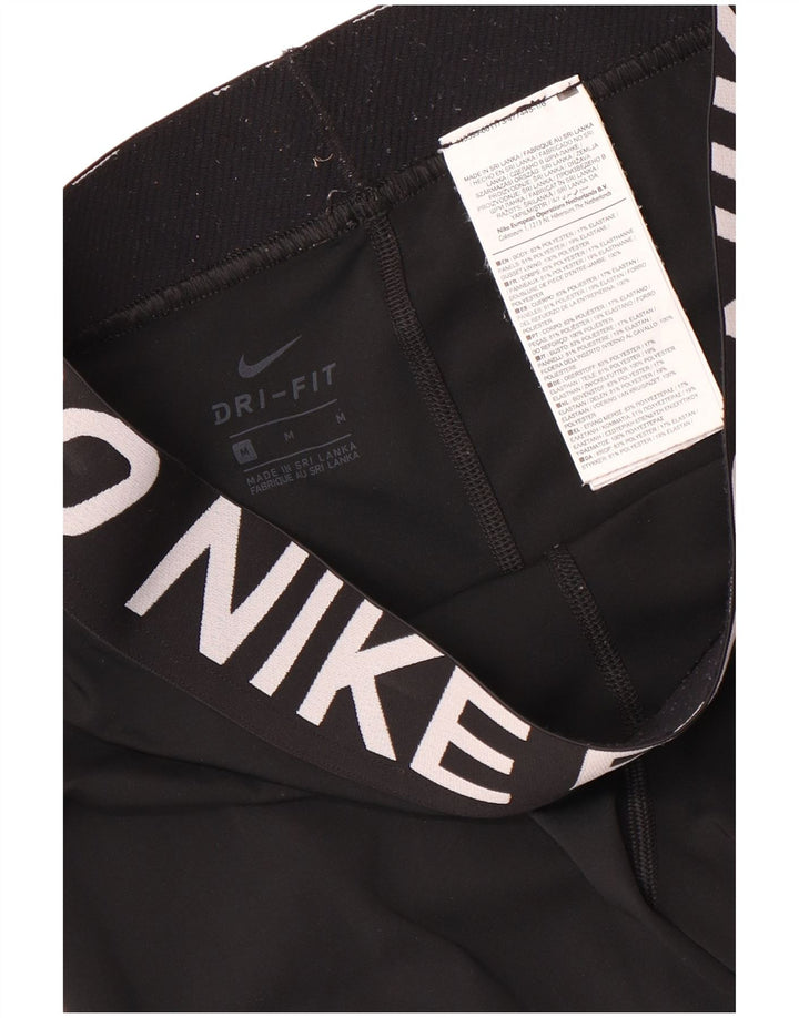 Nike Dri Fit Graphic Capri Leggings para mujer UK 12 Mediano Negro Poliéster