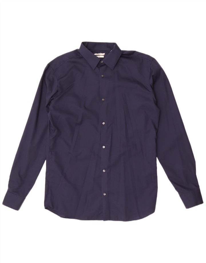 Camisa Jack & Jones Hombre Regular Fit Algodón Azul Marino Medio