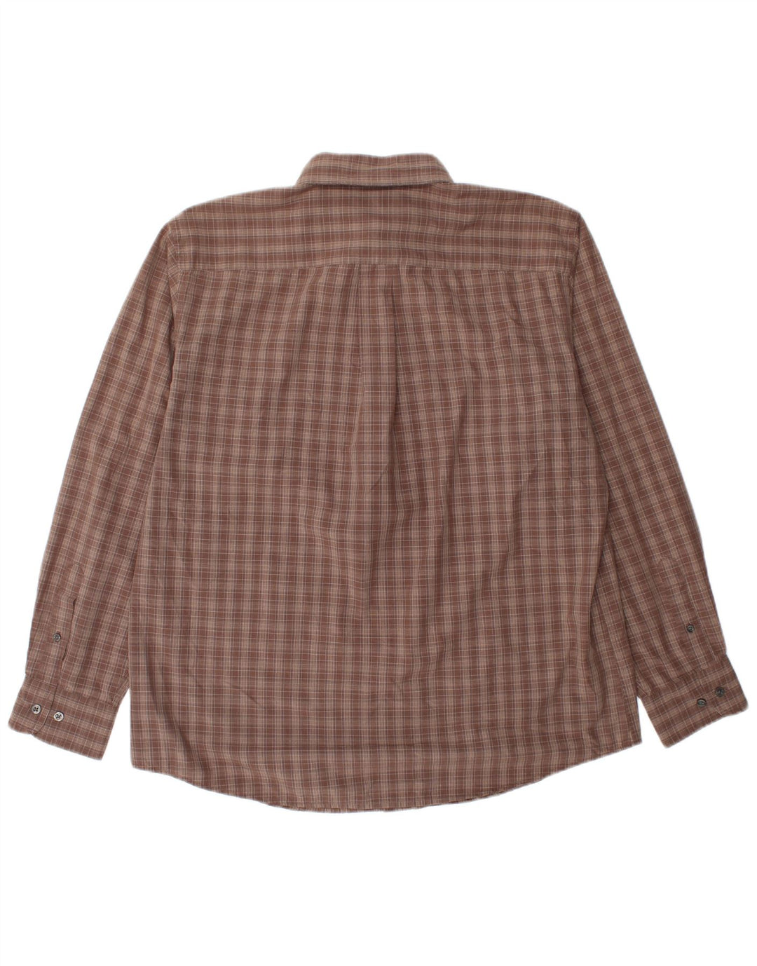 DOCKERS Camisa para hombre Talla 16 1/2 Grande Marrón Cuadros Algodón
