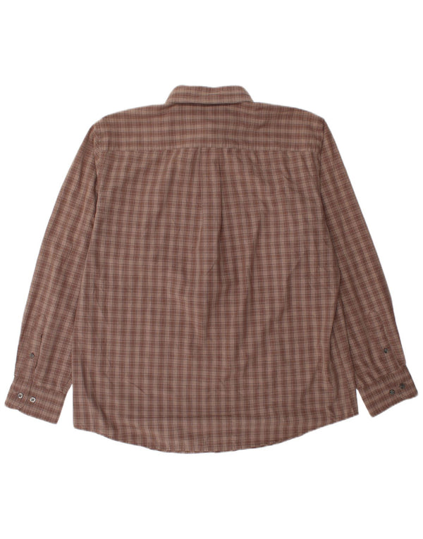 DOCKERS Camisa para hombre Talla 16 1/2 Grande Marrón Cuadros Algodón