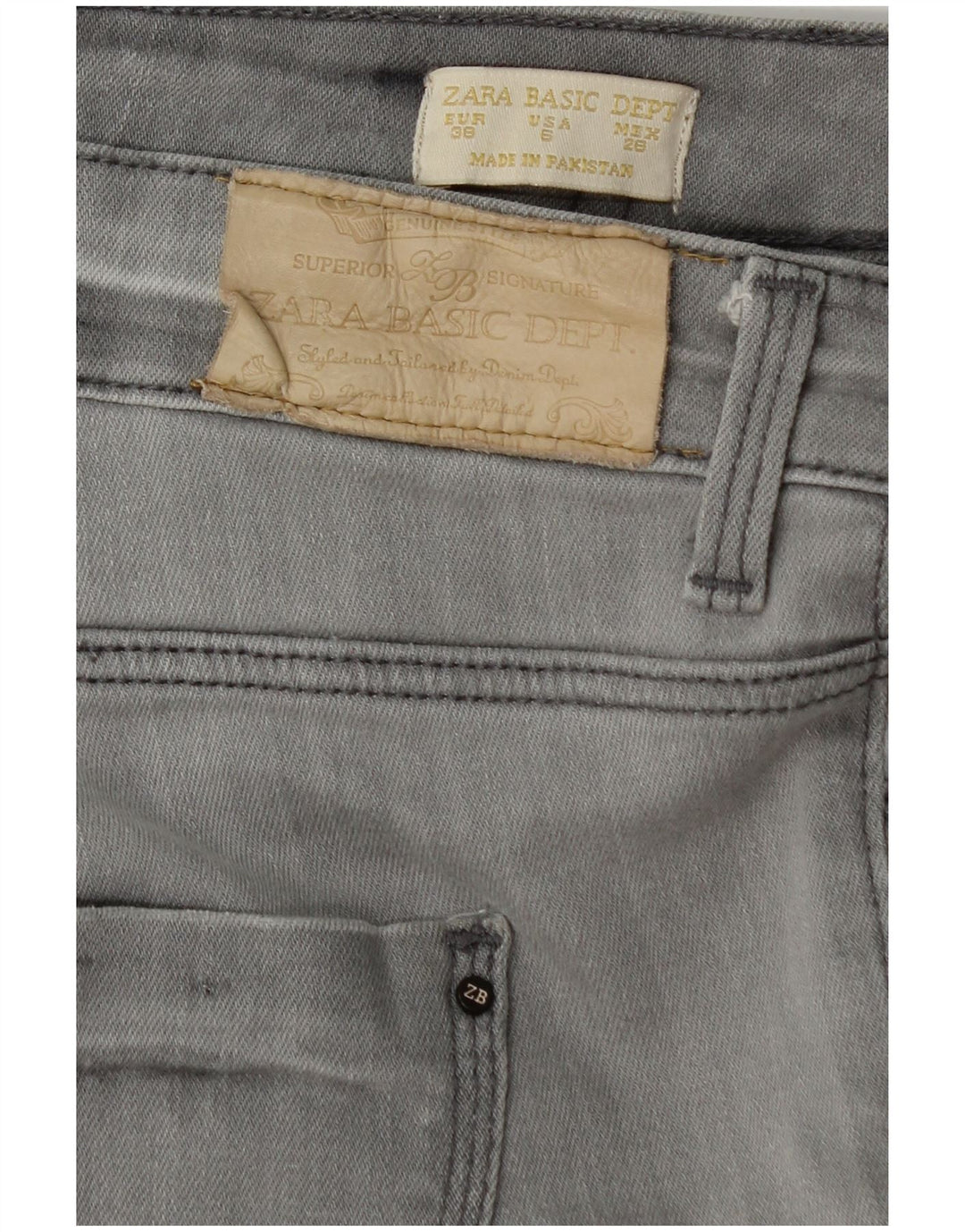ZARA Vaqueros pitillo desgastados para mujer EU 38 Small W28 L30 Algodón gris