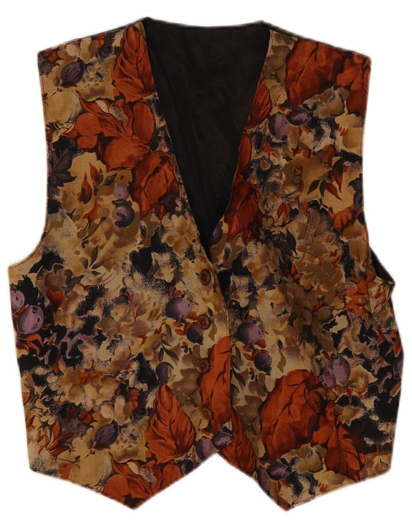 Vintage mujer chaleco Reino Unido 12 medio multicolor floral