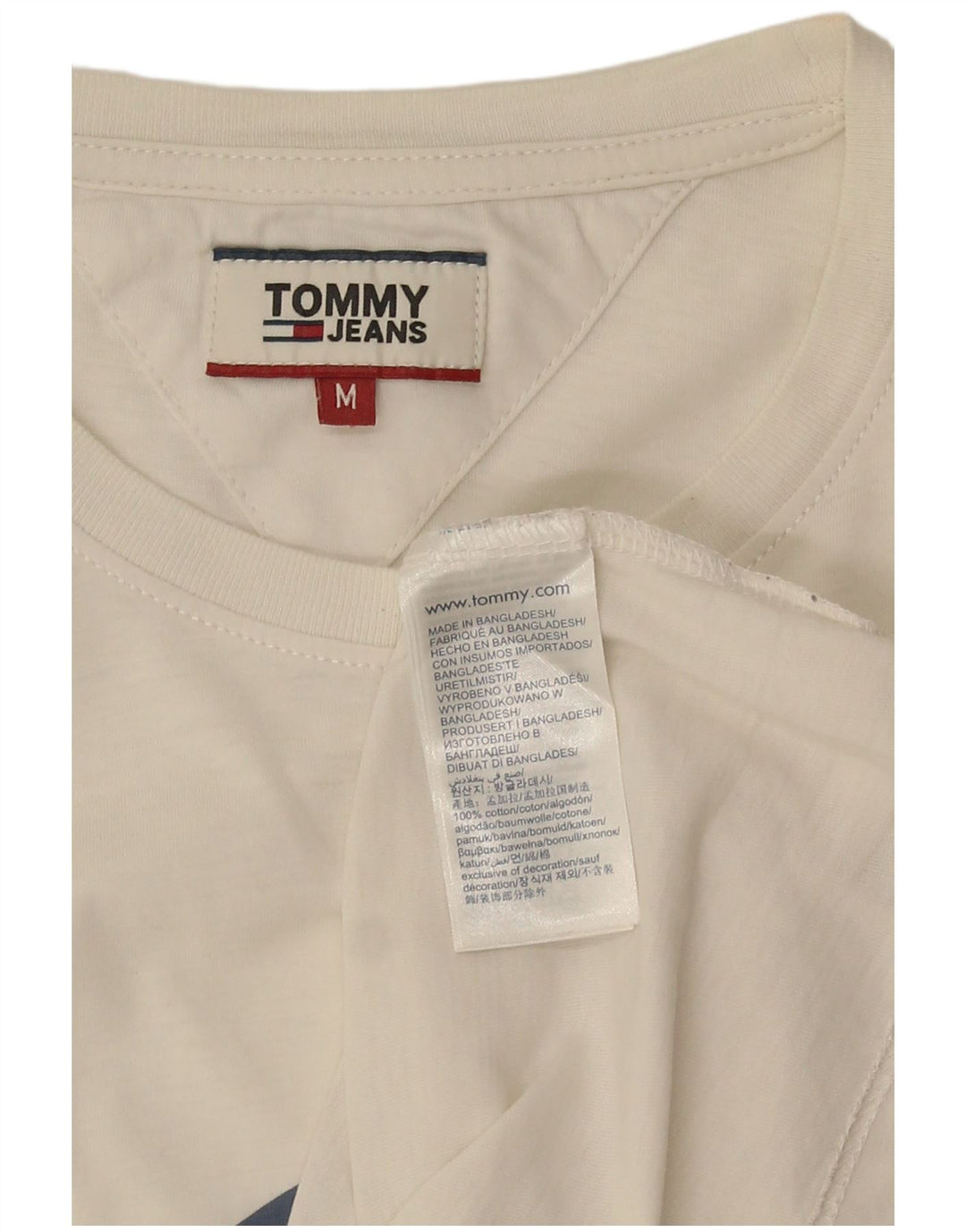 Tommy Hilfiger Camiseta gráfica para hombre Top Medium White Cotton
