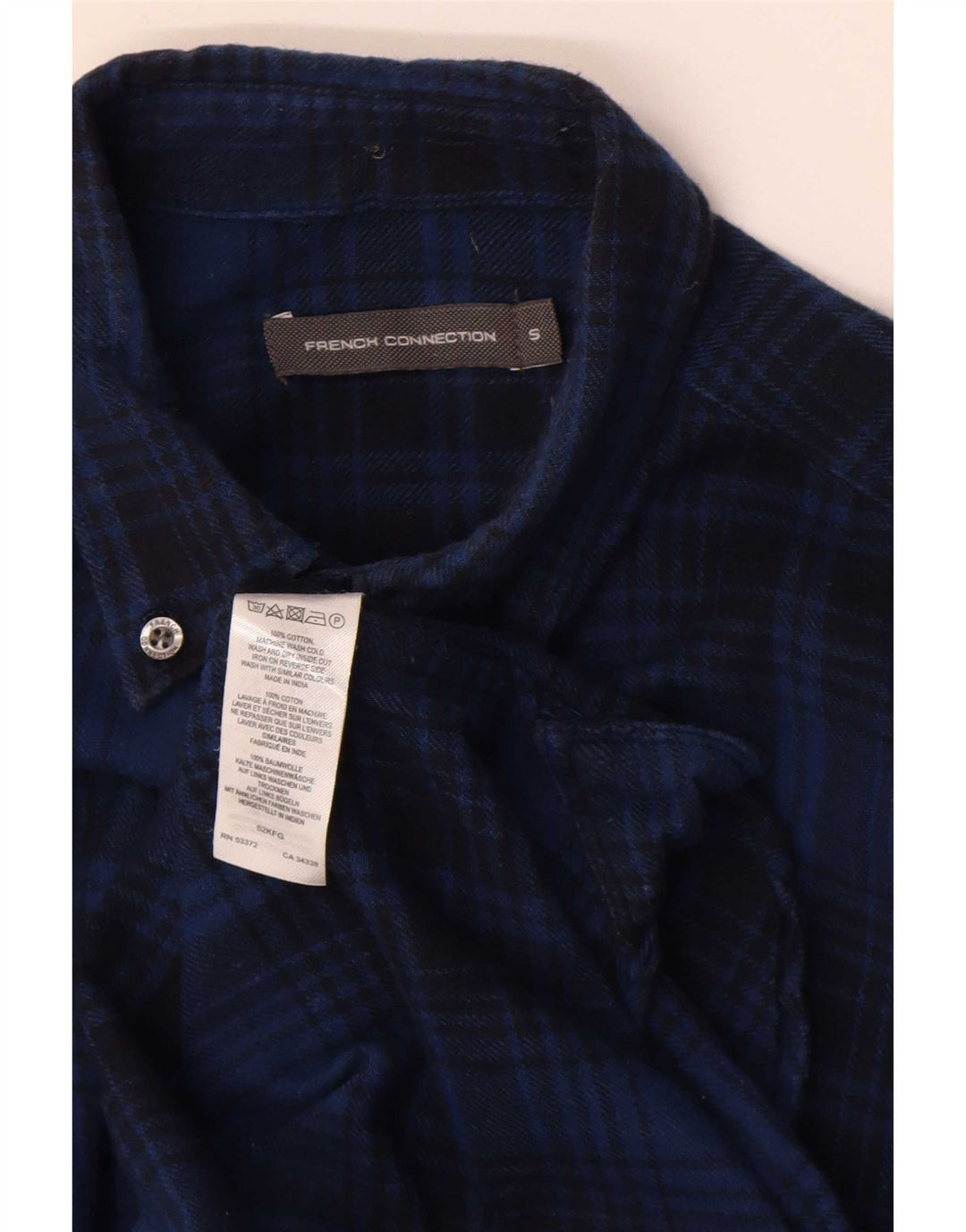 Camisa de franela para hombre de French Connection, algodón a cuadros azul pequeño