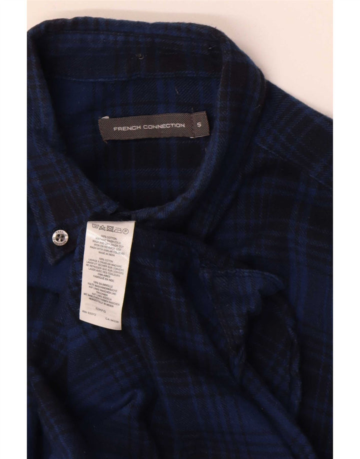 Camisa de franela para hombre de French Connection, algodón a cuadros azul pequeño