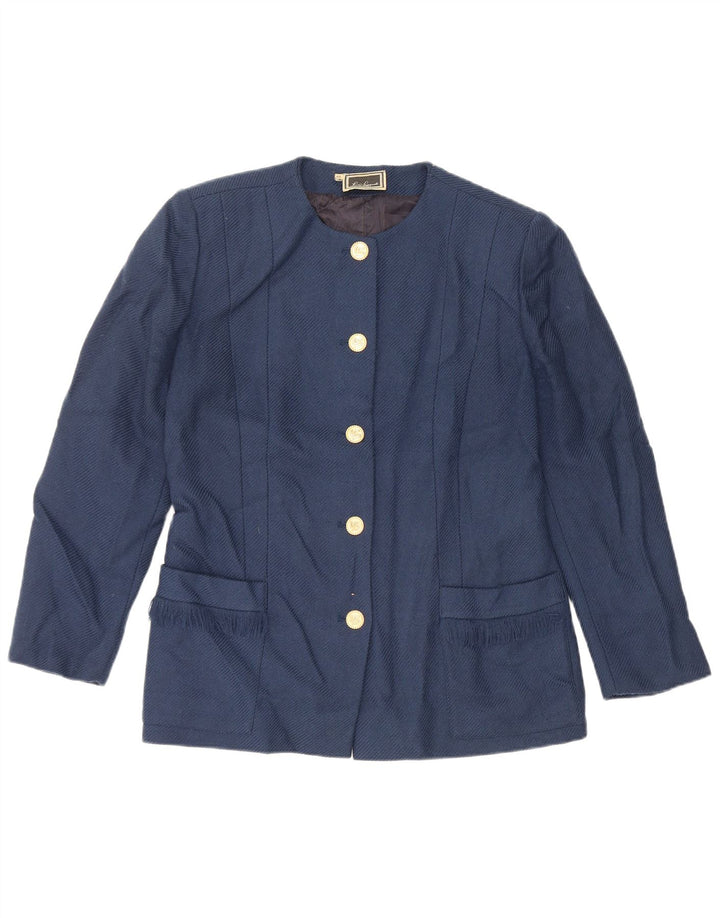 Luisa Spagnoli Chaqueta Blazer de 5 Botones para Mujer IT 46 Grande Lana Virgen Azul