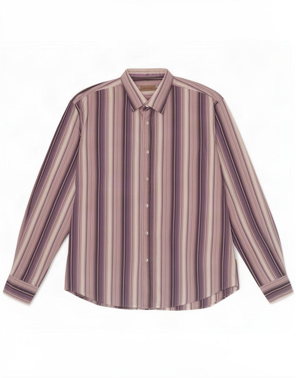 Ted Baker Camisa para hombre Talla 6 2XL Algodón a rayas moradas