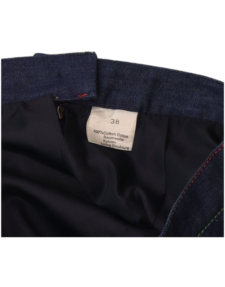 VINTAGE Falda vaquera de cintura alta para mujer EU 38 Mediana W26 Algodón azul marino