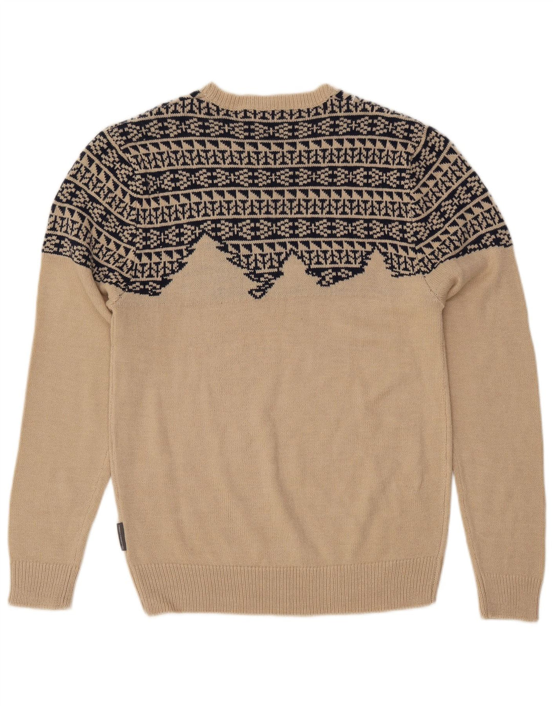 FRENCH CONNECTION Suéter tipo jersey con cuello barco para hombre, color beige medio, geométrico