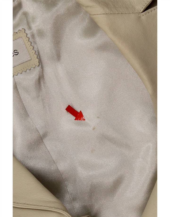 Vintage mujer cuero abrigo Reino Unido 12 cuero beige medio