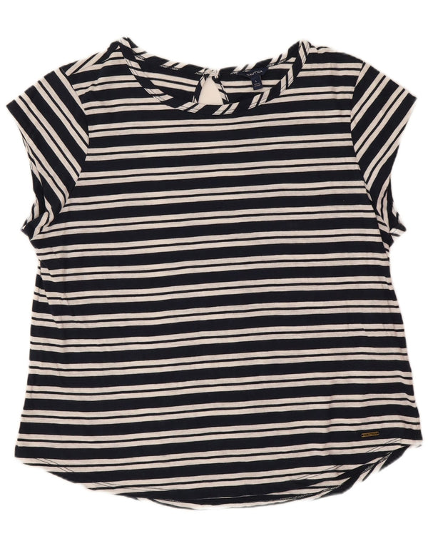 Nautica Camiseta para Mujer Top UK 40 Grande Azul Marino Rayas Algodón